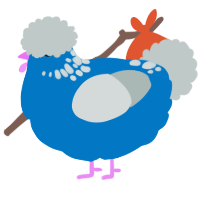 A sapphire and silver chicken with a neck-speckle pattern
