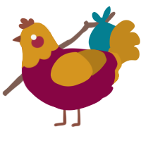 A maroon and ochre chicken with a head pattern