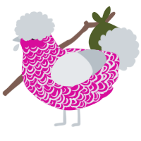 A fuchsia and mist chicken with a double-lace pattern