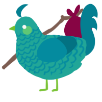 A turquoise and sea chicken with a lace pattern
