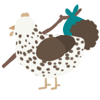 A white and bark chicken with a speckle pattern