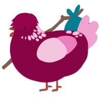 Ethidium Bromide, a maroon and pink chicken with a neck-speckle pattern