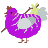 A amethyst and silver chicken with a half-bar pattern