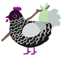 A sable and silver chicken with a lace pattern