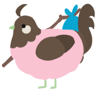 A rose and bark chicken with a head pattern