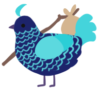 A navy and aqua chicken with a lace pattern
