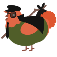 A olive and vermilion chicken with a head pattern