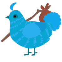 A cerulean and sky chicken with a bar pattern