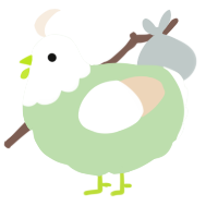 A gluppy and cream chicken with a head pattern