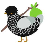 A black and silver chicken with a lace pattern