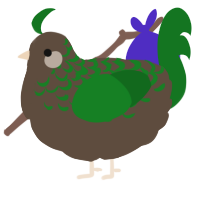 A bark and leaf chicken with a half-lace pattern
