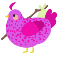 A orchid and fuchsia chicken with a speckle pattern