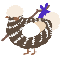 A bark and cream chicken with a bar pattern
