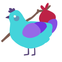 A aqua and blurple chicken
