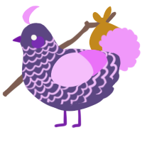 A overcast and lavender chicken with a lace pattern