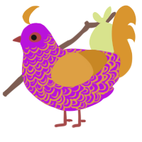 A amethyst and orange chicken with a double-lace pattern