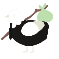 A sable and white chicken with a head pattern