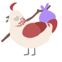 A cream and red chicken with a neck-band pattern
