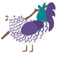 A white and overcast chicken with a lace pattern