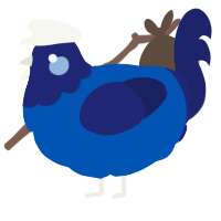 A ultramarine and navy chicken with a head pattern