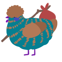 A sea and brown chicken with a bar pattern