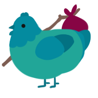 A turquoise and sea chicken with a head pattern
