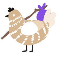 A beige and cream chicken with a bar pattern