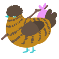 A ochre and bark chicken with a bar pattern