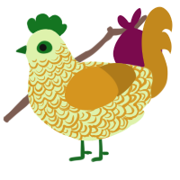 A apple and ochre chicken with a double-lace pattern