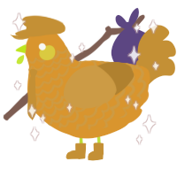 A orange and gold chicken with a lace pattern