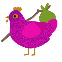 Barbie, a plum and fuchsia chicken with a double-lace pattern