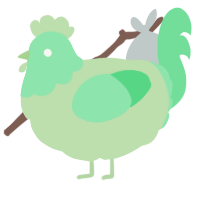 A gluppy and spring chicken with a head pattern