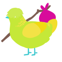 A lime and yellow chicken with a neck-band pattern