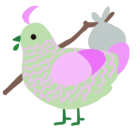A gluppy and lavender chicken with a lace pattern
