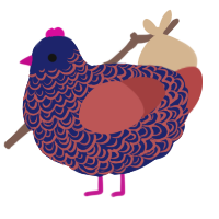 A navy and red chicken with a double-lace pattern