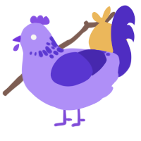 A lilac and indigo chicken with a neck-speckle pattern