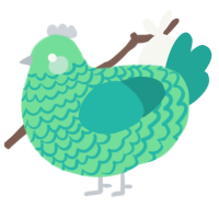 A spring and turquoise chicken with a lace pattern