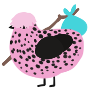 MCC, a pink and sable chicken with a speckle pattern