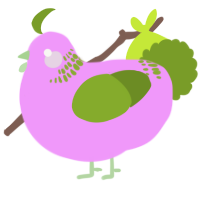 A lavender and chartreuse chicken with a neck-band pattern