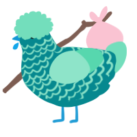 A teal and mint chicken with a lace pattern