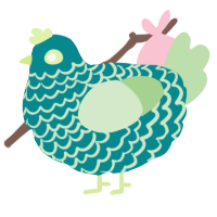 A teal and gluppy chicken with a lace pattern