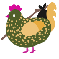 A olive and honey chicken with a speckle pattern