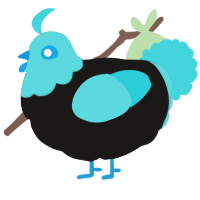 A sable and aqua chicken with a head pattern