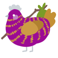 A plum and gold chicken with a bar pattern