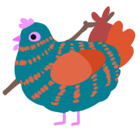 A sea and vermilion chicken with a bar pattern