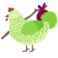 A apple and grass chicken with a lace pattern