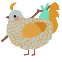 A silver and orange chicken with a lace pattern