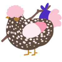 A bark and rose chicken with a speckle pattern