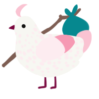 A white and rose chicken with a speckle pattern