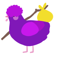 A violet and amethyst chicken